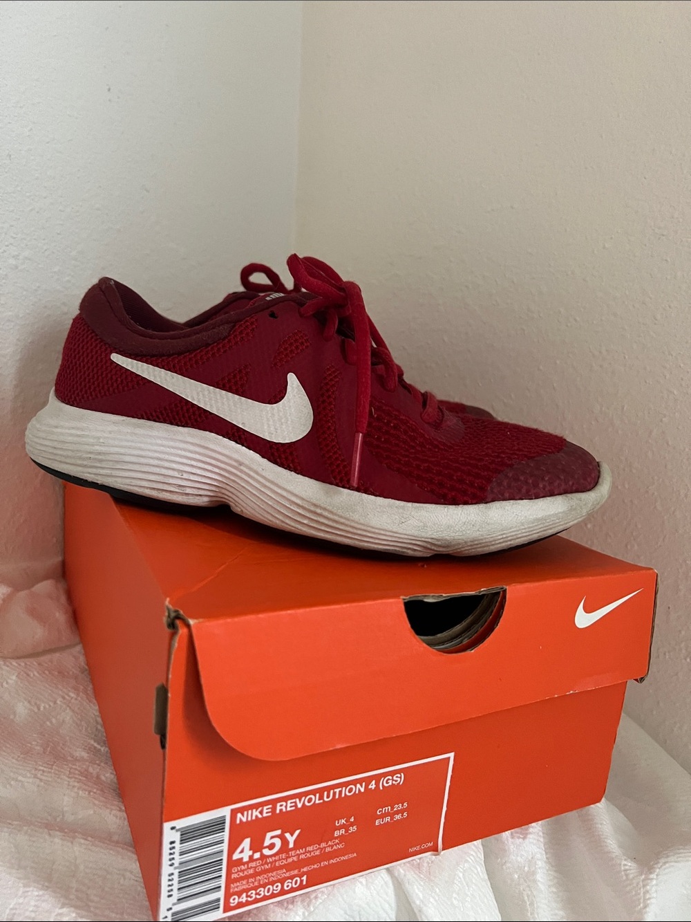 Nike Red and White Running Sneaker